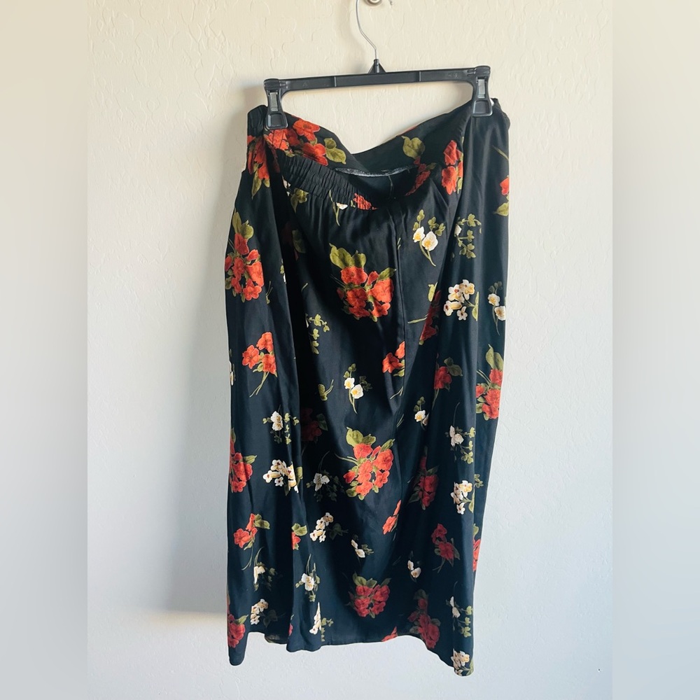 Vintage Womens Black Floral Maxi Skirt Size XL Boho Cottagecore 90s Artsy - Picture 5 of 5